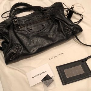 Balenciaga classic city motorcycle lamb leather bag